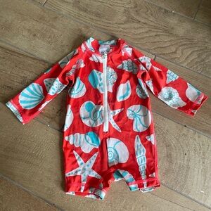 Hanna Andersson 3-6 months Red and Blue Seashell Swim Outfit
